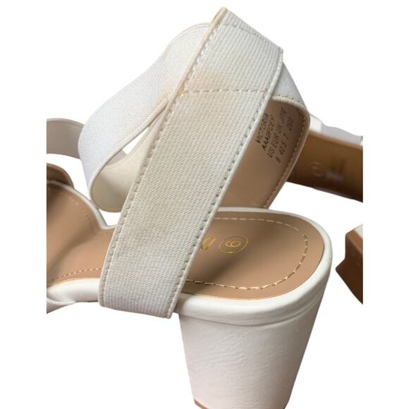 Dream Pairs Womens 9 White Elastic Ankle Strap 3.5" Block Heel Open Toe Shoes - Picture 11 of 12